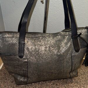 Cole Haan Metallic Snake-Embossed Shoulder Bag EUC